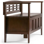SIMPLIHOME Adams 48" Wide Solid Wood Storage Bench in Medium Brown