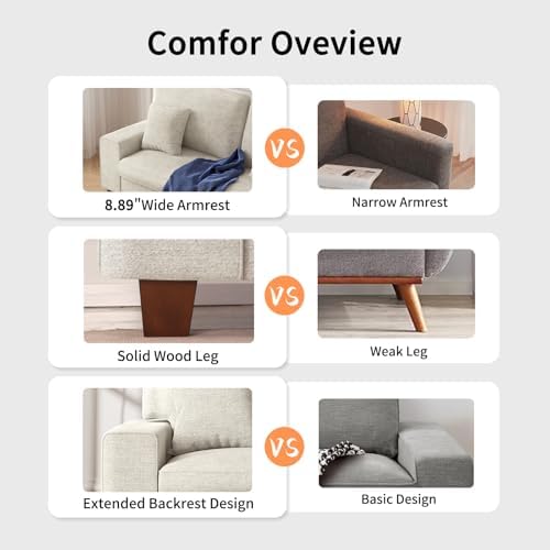 DOPEDIO 71.25" Chenille Loveseat Sofa, Beige, Modern Couch for Living Room | Removable washable cover, pocket spring cushions, solid wood frame, easy assembly for apartments, ideal for small spaces