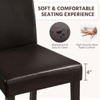 Yaheetech Dining Chairs Set of 4 Upholstered Kitchen Chairs Dark Brown | Faux Leather High Back Sillas De Comedor, Solid Wood Legs, Adjustable Footpads, Modern Armless Parson Chairs for Dining Room