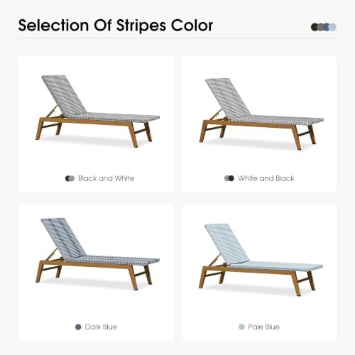 PURPLE LEAF Outdoor Chaise Lounge Chair Wood Grain Aluminum Set of 2, White | 3-Year Color Retention PE Rattan, 2.4" Thickened Aluminum Frame, 16.14" Knee-Friendly Height, French-Inspired Style
