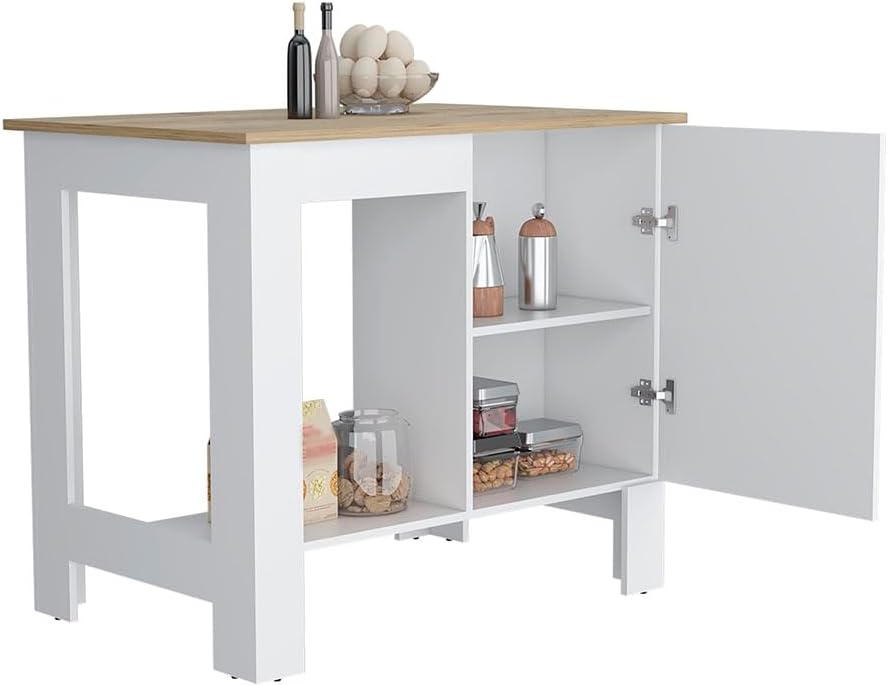 Kitchen Island Shoproni One Drawer White Finish with Multicolor | White kitchen island with one drawer for extra storage and counter space