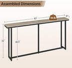 Yaheetech 63" Narrow Console Table Behind Couch & Entryway, Gray | Slim Sofa & Hallway Table, Metal Frame, Engineered Wood Top, Holds Lamps & Plants, Wall Anchors & Adjustable Feet, Easy Setup