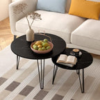 2 Piece Nesting Round Side Tables, Faux Marble Surface Nesting Coffee Table | Stackable Round Nesting Tables, Faux Marble Nesting Side Table Set, Metal Frame Coffee End Tables for Living Room Bedroom