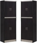 Home Square 4 Shelf Kitchen Pantry Set in Chocolate-Grey (Set of 2)