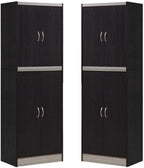 Home Square 4 Shelf Kitchen Pantry Set in Chocolate-Grey (Set of 2)
