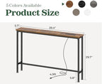 SUPERJARE 39.4 inch Narrow Behind Couch Table with Charging Stations | Power Outlet with USB-C Ports, Extra Storage Behind Sofa,Sofa Table Console Table for Entryway Living room, Rustic Brown
