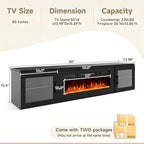 80" Floating TV Stand with 36" Electric Fireplace, Brown & Black | Floating TV Stand Wall Mounted Fits TVs up to 80", Adjustable Shelves & Storage, TV Console for Living Room, WI‑FI Enabled