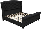 LUXOAK King Size Upholstered Sleigh Bed Frame with Tufted Headboard