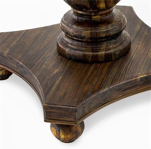 FE2-07-TP Ferris Dining Table - a Round Wooden Table Top with Pedestal Base, 48x48 Inch, Distressed Jacobean