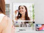 NUNU LAB 42 Inchs Large Vanity Desk with Mirror and Lights | 6 Drawers and 4 Cabinets, Big Women Makeup Table with Power Outlet, 3-Color Adjustable Lighting for Bedroom Brown