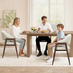 MALOL Wooden Dining Chairs Set of 4, Modern Fabric Upholstered Dining Room Chair, Kitchen Side Chairs, Farmhouse Dinner Chair with Curved Open Back for Kitchen, Beige