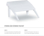 Hawthorne Collections Transitional Outdoor Ottoman, 21.66" W x 21.06" D x 13.78" H, Solid Wood and Acacia, White Finish, Sturdy Patio Furniture Footrest, Complement to Adirondack or Outdoor Seating