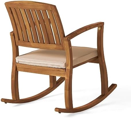 Christopher Knight Home Selma Acacia Rocking Chairs with Cushions, 2-Pcs Set, Teak Finish