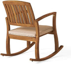 Christopher Knight Home Selma Acacia Rocking Chairs with Cushions, 2-Pcs Set, Teak Finish