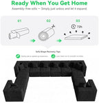 MONVANE Oversized Sectional Couch 12-Seat, Chenille, Black | Sectional Couch for Living Room, Modular Cloud Sofa with Ottoman & 12 Throw Pillows, No Assembly Required