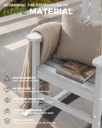 Outdoor Rocking Chair, HDPE Patio Rocking Chair, All Weather,White | Relax in Every Gentle Rock,Create Comfort Wherever You Love,Enjoy Your Me Time,Withstand Changing Seasons,Timeless Style