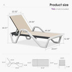 PURPLE LEAF Lounge Chair Outdoor Set of 2 w/Armrest & 1 Table, Khaki | Easy Assembly, Rustproof, A matching side table keeps cold drinks, phones, and sunglasses within easy reach while lounging
