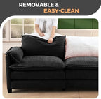 ELUCHANG 153" Oversized Modular Sectional Sofa, Comfy Chenille Cloud Couch, 8-Seater U Shaped Modern Deep Seat Sofa w/Removable Covers for Living Room, Bedroom, DIY Combination - Black