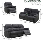 Leather Recliner Sofa Set for Living Room Furniture Sets,Dark Gray Reclining Couch Set for Living Room/Office/Theater Seating(3 Pieces Set)