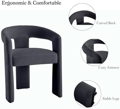 GNIXUU Barrel Dining Chair Set of 2, Modern Upholstered Boucle Dining Room Chairs with Arms and Backrest, Comfy Accent Side Chair for Kitchen, Living Room, Black