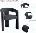 GNIXUU Barrel Dining Chair Set of 2, Modern Upholstered Boucle Dining Room Chairs with Arms and Backrest, Comfy Accent Side Chair for Kitchen, Living Room, Black