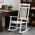 Wooden Outdoor Rocking Chair, Weatherproof Oversized Rocking Chair, Heavy Duty Comfort with 350 lbs Weight Capacity, Solid Relaxing Rocker with High Back for Patio, Porch, Living Room (white)