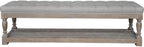 Pangea Home Athena 17" Wood Bench in Antique White & Frost Gray