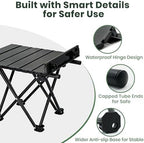 2 Pack Camping Table Foldable, Portable Folding Beach Table, Black-S | Ultralight, Metal, with Carry Bag, Small for Outdoor Travel & Picnic, BBQ, Cooking, Festival, Boat, Home Use