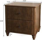 Fluted Nightstand, 21.65 Inch Wide Mid Century Modern Bedroom Side Table with 3 Drawers, Wooden Bedside Table with Metal Handles, Storage for Living Room Hallway, Walnut