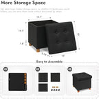 B FSOBEIIALEO Storage Ottoman with Tray, Foot Stools and Ottomans with Legs, Storage Cube Seat Linen Black 15"