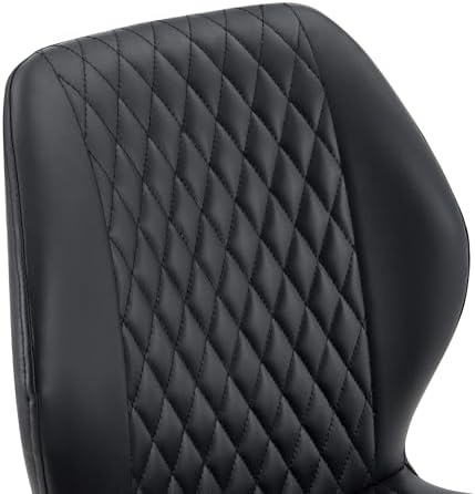 Dining Chairs Set of 4, Modern Upholstered Kitchen Chairs with Curved Back, Diamond Stitching, Padded Cushion Seat and Metal Legs, Comfy Side Accent Chairs for Dining Room, Kitchen, Black