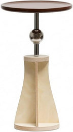 Movable Small Side Table for the Living Room or Bedside—Suitable for Displaying Ornaments; Features a Wooden Base