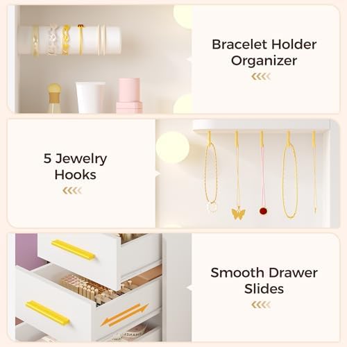 Large Makeup Vanity with Mirror and Lights, 11-Drawer RGB Vanity