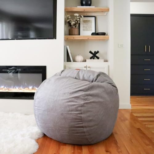 CordaRoy's Chenille Bean Bag Chair, Convertible Chair Folds from Bean Bag to Lounger, As Seen on Shark Tank, Charcoal - Full Size