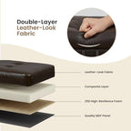 Simple Deluxe Ottoman with Storage Bench Chair, 28.5" L x 19.5" W x 17.5" H Foot Rest Stools with Synthetic Leather,Ottoman Storage Chest Box with Padded Seat for Bedroom, Living Room, Entryway,Brown