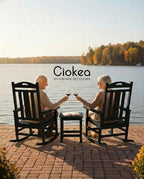 Ciokea Oversized Outdoor Rocking Chair, 380lbs Heavy-Duty Large Patio Rocker, Weather Resistant & Anti-Fade Porch Chair, High Back Cozy Rocking Chair for Outside, Fire Pit, Deck, Garden, Black