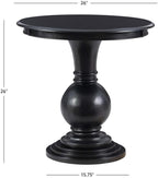 Pemberly Row Set of 2 Round Wood Accent Tables with Pedestal Base in Jet Black
