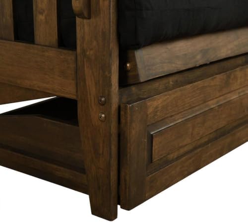 Kodiak Furniture Tucson Full Futon Set in Rustic Walnut Finish with Storage Drawers, Suede Black
