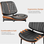YaFiti Dining Chairs Set of 2, Mid Century Modern PU Leather Kitchen Chairs | Ergonomic Walnut Backrest, Upholstered Waterproof Faux Leather Seat, Stable Metal Legs, Adjustable Footpads, Black Scallop
