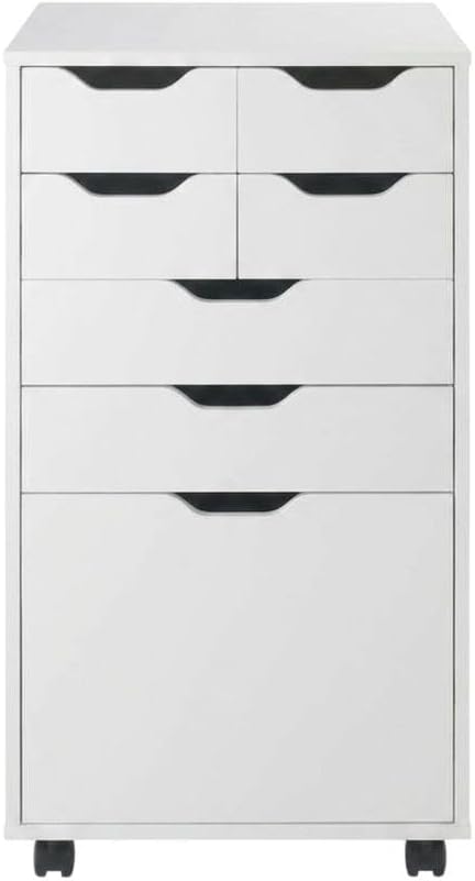 Furnifact White Tall Mobile Storage Cabinet, Multi-Storage Rolling Pantry, Contemporary Design, Durable Steel Frame, Easy Mobility and Spacious Organization