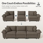 HERA'S HOUSE 158" Oversized Modular Sectional U Shaped Sofa,Chenille Ash | 6-Seater Living Room Couches, Wider Armrest and Deep Seat, Comfy Cloud Couch with Ottoman, Light Gray