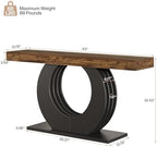 Tribesigns 63-Inch Console Sofa Table, Rustic Industrial Farmhouse Entryway Table, Narrow Long Couch Console Behind Sofa with Black Circle Base for Living Room Hallway, Rustic Brown