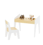 Table and Chair Set for Boys and Girls, Smooth MDF Wood, Scaled-Down Size, Multi-Use Desk for Study, Play & Dining at Home and Classroom, Easy Assembly