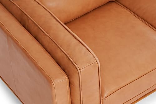 Valencia Artisan Full Leather Sofa 88” - Pure Full Italian Nappa Leather Couch, Solid Wood Accent, Ultimate Comfort, Cognac Tan