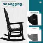THOEOE Outdoor Rocking Chairs Set of 2, Oversized Patio Rocking Chair | HDPE Outdoor Rockers for Front Porch, Patio, Backyard, Balcony and Garden. All-Weather High Back Design, Black