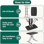 30 Inch Folding Table, Adjustable Height TV Tray for Small Spaces, Heavy Duty Foldable Utility Table for Laptop, Dining, Camping, No Assembly, 200 lbs Capacity, Black Granite