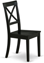 East West Furniture BOC-BLK-W Boston Dining Room Chairs - Cross Back Solid Wood Seat Chairs, Set of 2, Black