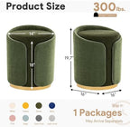 Swivel Vanity Stool with Gold Base Comfy Vanity Chair Modern Round Stool for Makeup Vanity Ottoman Foot Rest for Bedroom livingroom (Green)