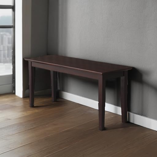 IC International Concepts, Shaker Styled Bench , 450lbs wt capacity, Solid Real Wood, Sturdy Parawood, Rich Mocha