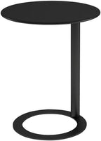 Round Side Table C-Shaped Side Table Sofa Side Table Round Coffee Table Bedside Table with Metal Frame Couch Table Bedside Laptop Office for Bedrooms with Small Spaces(48 * 56cm Black Matte)